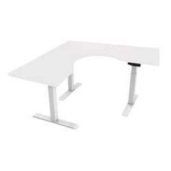 Sylex Arise Basix 3 Stage Corner Desk 1800/1800W x 750D x 625-1255mmH White/White